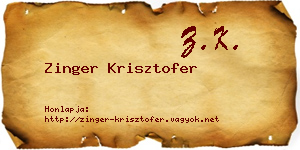 Zinger Krisztofer névjegykártya
